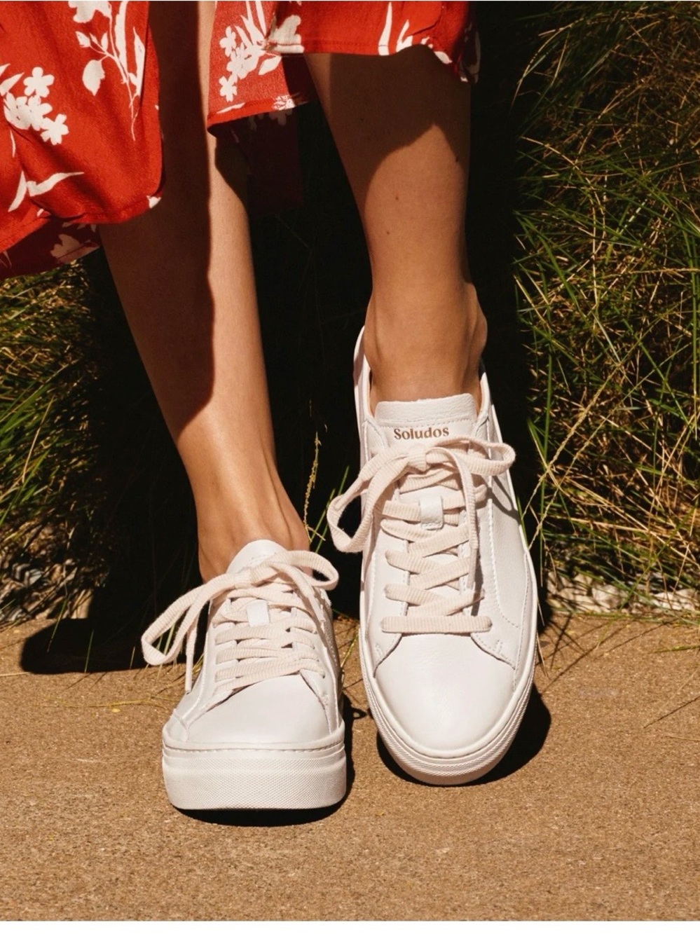 Soludos Cream Lace-Up Platform Sneakers